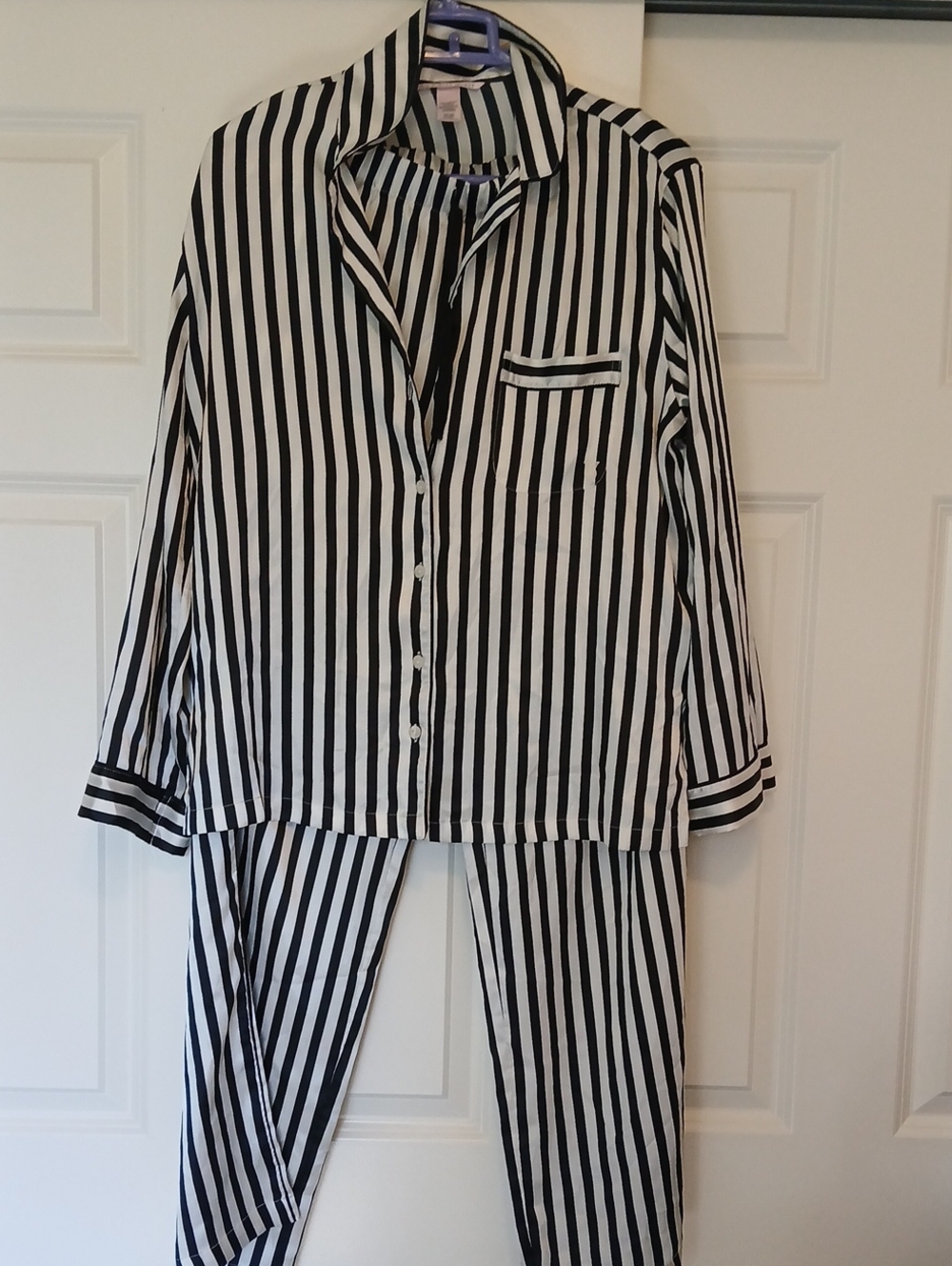 Victoria's Secret Black and White Striped Pajama Set